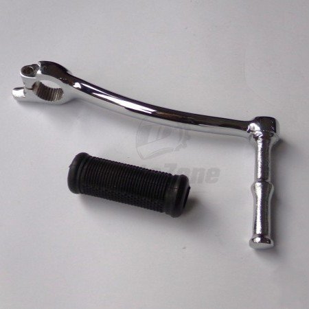 Dźwignia startera Jawa / CZ z 1960 roku z chromowanym wykończeniem i gumowym uchwytem.