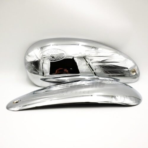 Pokrywy boczne zbiornika JAWA 350 Typ 360 Panelka [1964–1974] oryginalne z epoki ponownie chromowane