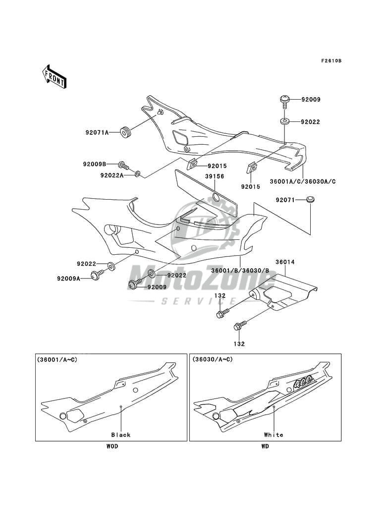 F2610 owiewki tylnie do kawasaki ZX400 motocyklu 