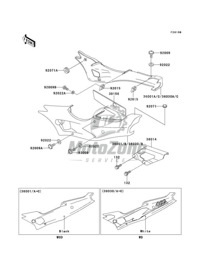 F2610 owiewki tylnie do kawasaki ZX400 motocyklu