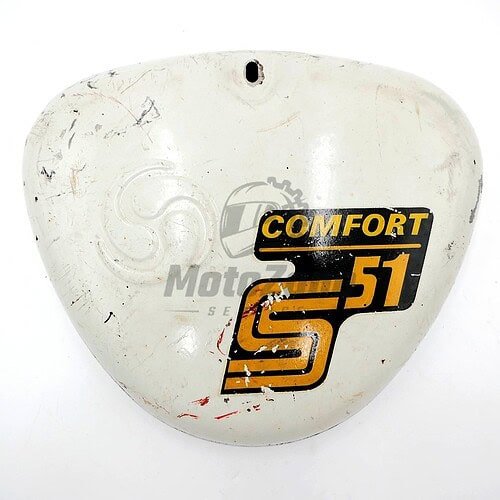 MotoZoneService - Pokrywa filtra powietrza prawa oryginalne malowanie biała – Simson S51 Comfort – DDR – używane OEM
