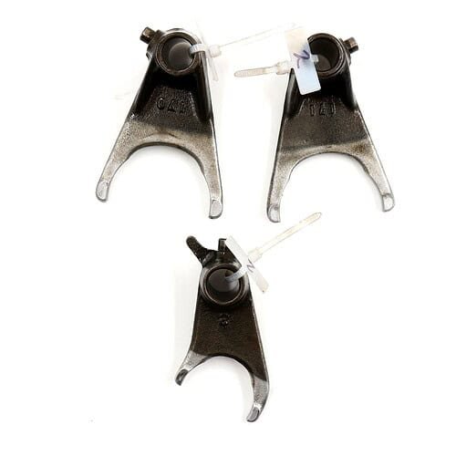 MotoZoneService - 13140 / 13140A / 13140B Komplet widełek skrzyni biegów (FORK-SHIFT) – Kawasaki ZXR400 131401169 / 131401183 / 131401184 – używane 2 OEM