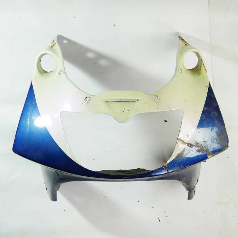 MotoZoneService - 55049 Owiewka górna przednia czasza biało-niebieska (COWLING.,UPP,P.WHITE/BLUE) – Kawasaki ZXR400 5504950336F – używane OEM